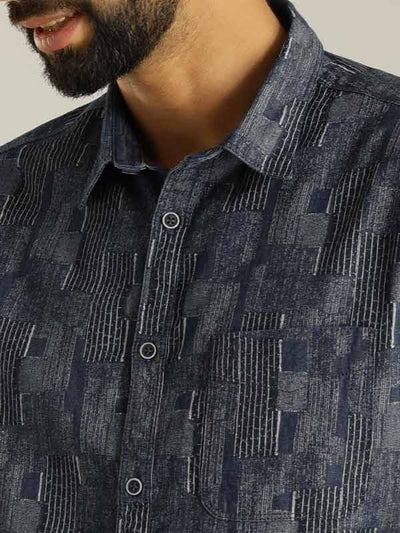 Indian Terrain Men All Over Print Blue Shirt